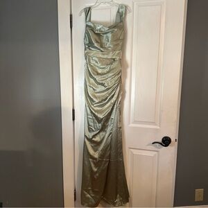 Elegant Sage Green Satin Gown